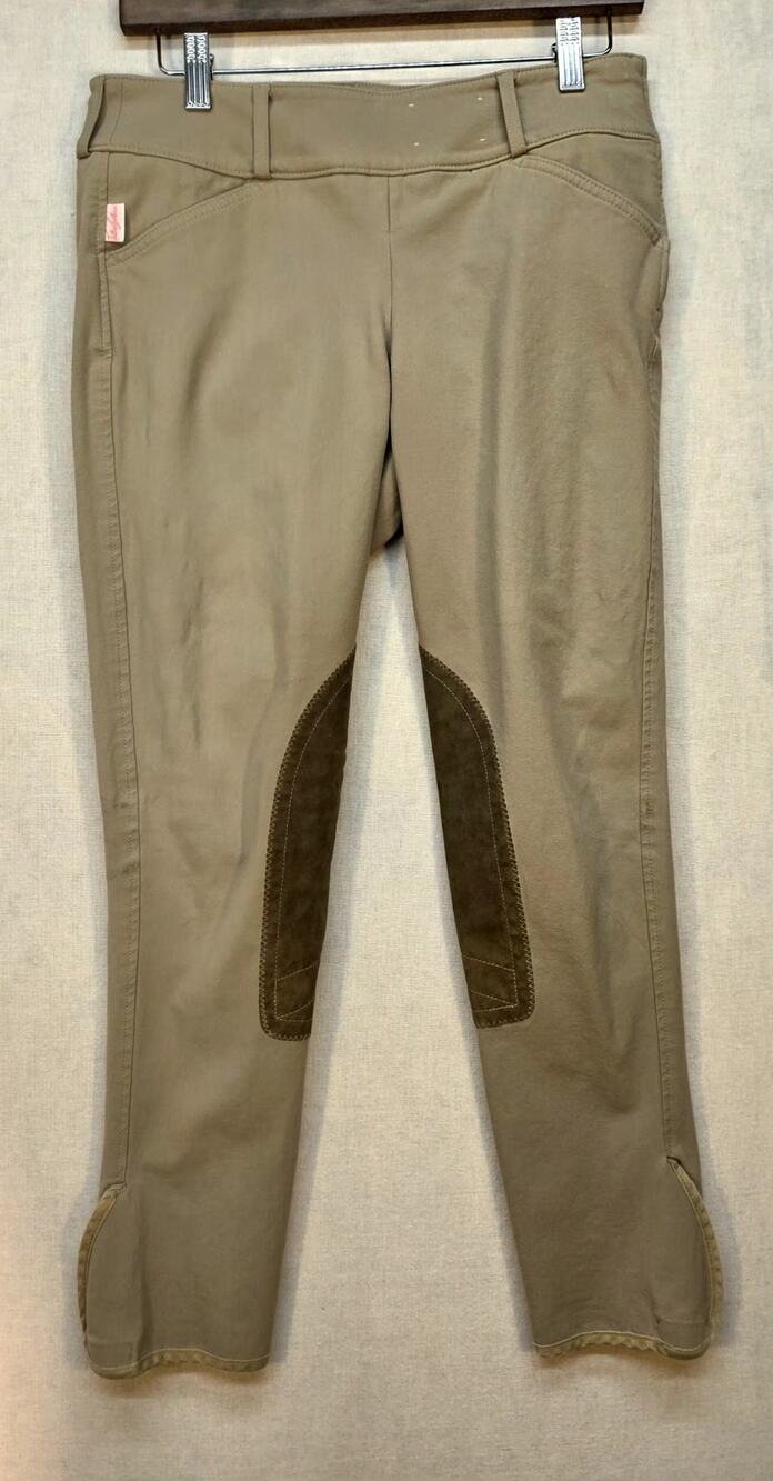 Tailored Sportsman Trophy Hunter Breeches Tan Size 28 Side Zip Knee Patch